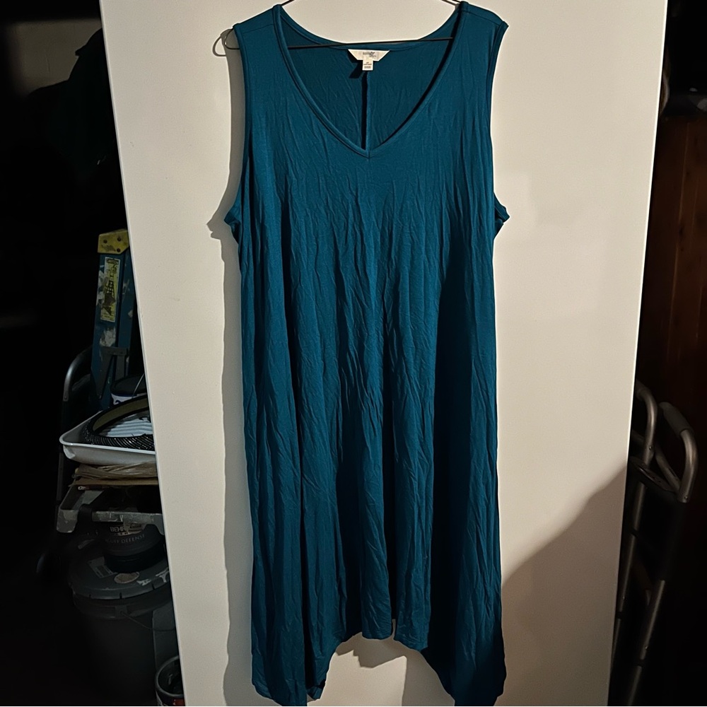 Terra & Sky Teal V-Neck Sleeveless Dress